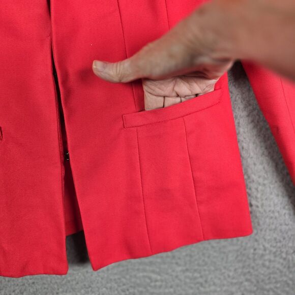 Versona Red Blazer 2 Collarless Hook Eye Pockets Split Cuffs Stretch Work Jacket - Picture 7 of 16